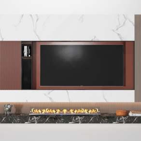 现代电视背景墙3D模型下载